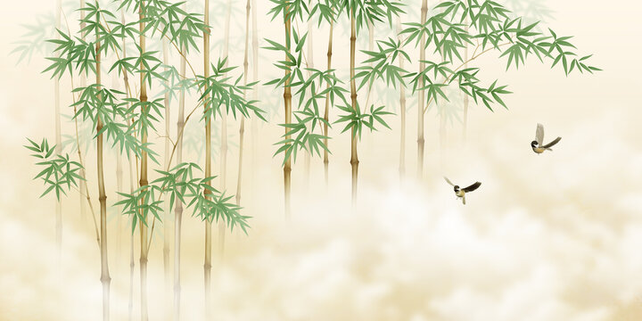 新中式花鳥竹林