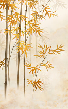 新中式意境竹林背景墻