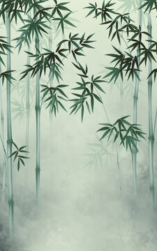 新中式意境竹林背景墻