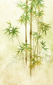 新中式意境竹林背景墻