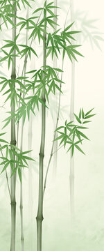 新中式意境竹林背景墻