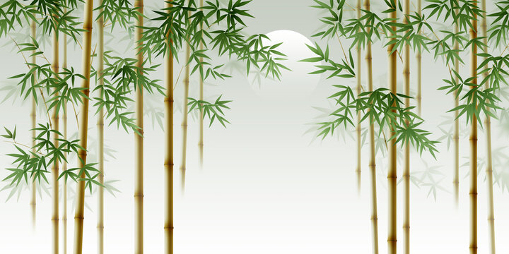 新中式意境竹林背景墻