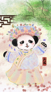 原創(chuàng)國(guó)風(fēng)熊貓簪花