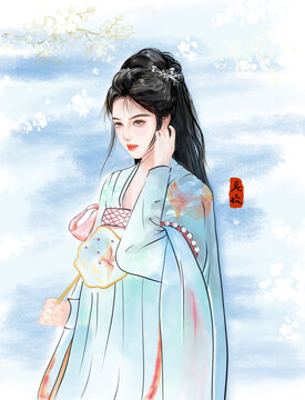 墨雨云間人物古風(fēng)插圖