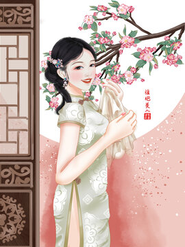 旗袍插畫(huà)