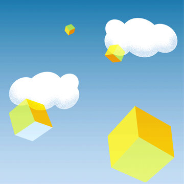 藍(lán)天白云矢量插畫背景