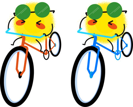 夏日騎自行車的太陽寶寶矢量插畫