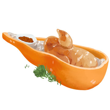 西安美食水彩手繪葫蘆雞