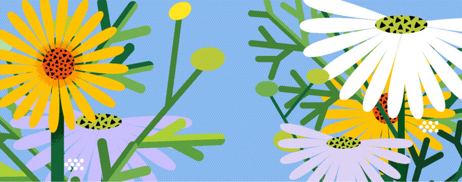 夏日洋甘菊矢量可編輯插畫