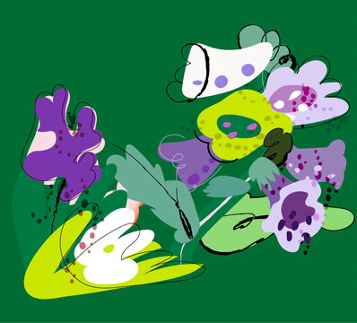 春夏扁平抽象植物花卉