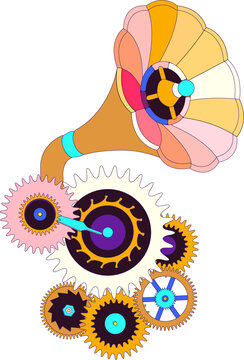 蒸汽朋克齒擴音器矢量插畫元素
