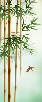 新中式意境竹林背景墻
