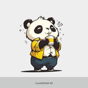 熊貓喝奶茶