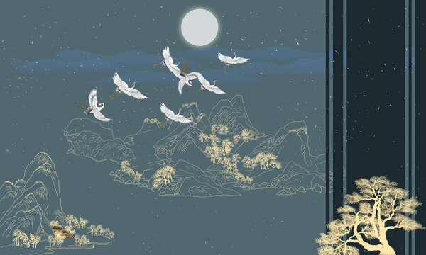 線條山水畫