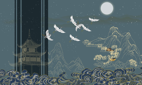 線條山水畫