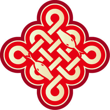 蛇中國結圖案矢量