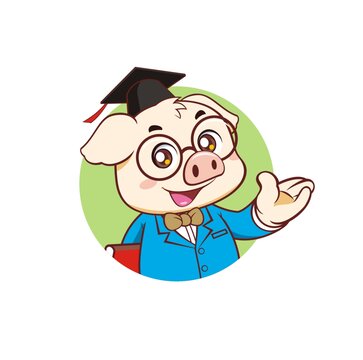 卡通可愛小豬博士邀請頭像矢量圖