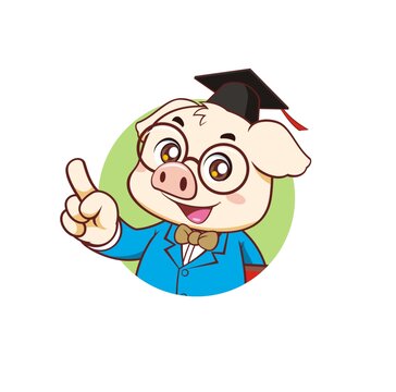 卡通可愛(ài)小豬博士講解頭像矢量圖