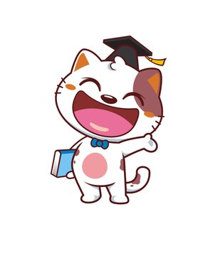 卡通可愛小貓博士形象矢量圖