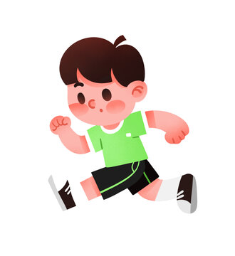 可愛跑步人物插畫