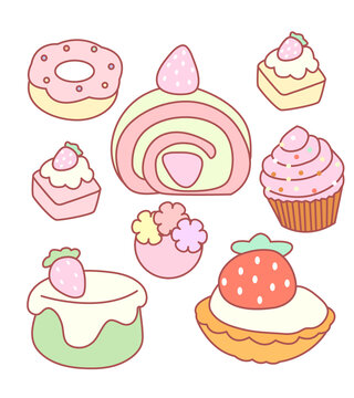 甜品簡筆畫插畫