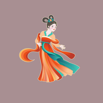 古風(fēng)美女矢量插畫
