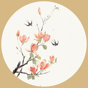 水彩玉蘭花