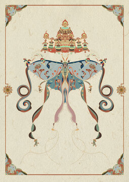 敦煌風(fēng)格蝴蝶國(guó)潮插畫(huà)文創(chuàng)