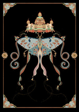 敦煌風(fēng)格蝴蝶國(guó)潮插畫(huà)文創(chuàng)