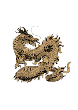 生肖龍黑白插畫
