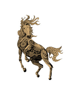 生肖馬黑白插畫