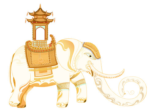 國潮插畫元素象亭子