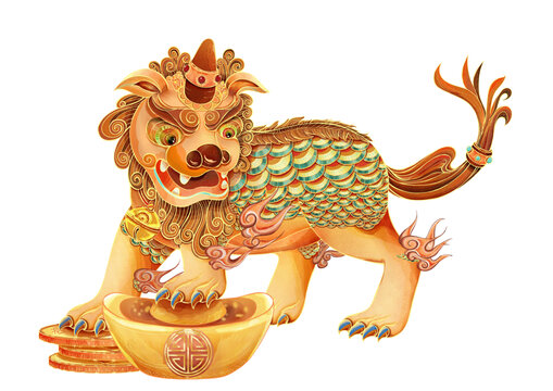 國(guó)潮插畫(huà)麒麟元素