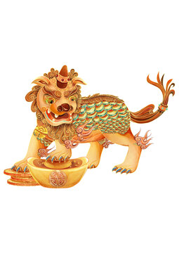 國(guó)潮插畫(huà)麒麟元素