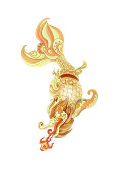 金色的鰲魚和龍珠燈籠