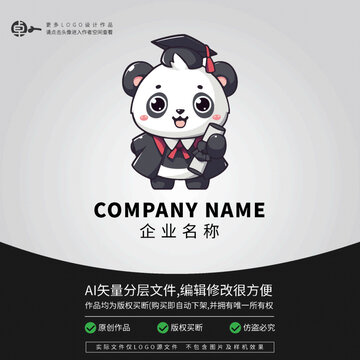 LOGO熊貓卡通動(dòng)物畢業(yè)季