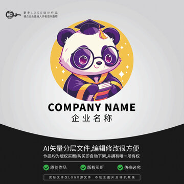 LOGO熊貓卡通動(dòng)物畢業(yè)季
