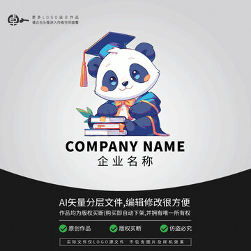 畢業(yè)季LOGO熊貓卡通動(dòng)物