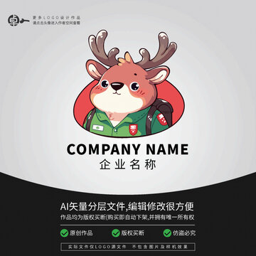 卡通動物戶外郊游小鹿LOGO