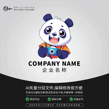 攝影師熊貓拍照LOGO卡通動物