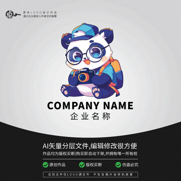 攝影師拍照LOGO熊貓卡通動(dòng)物
