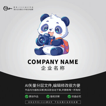 動(dòng)物攝影師拍照LOGO熊貓卡通