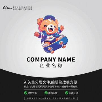 小熊運動LOGO卡通動物滑板
