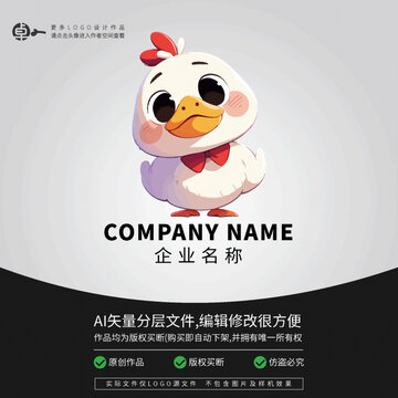 鴨子可愛寵物店LOGO卡通