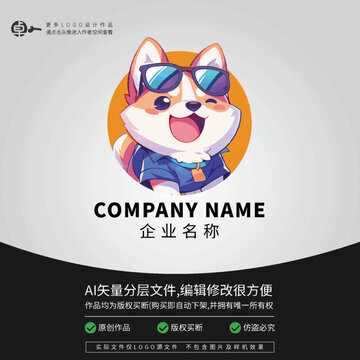 小狗卡通可愛寵物店LOGO