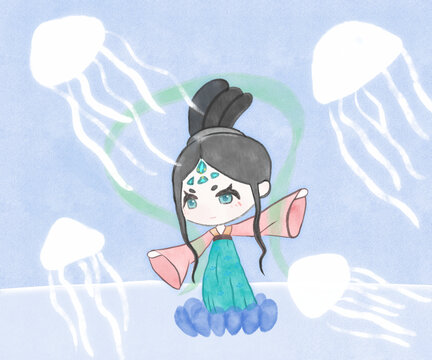 水彩國(guó)風(fēng)小人