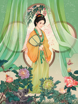紅樓夢系列寶釵人物插畫