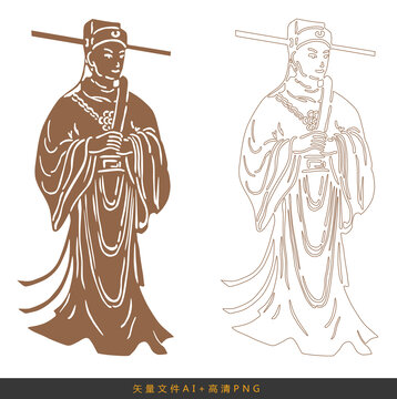 古代大臣剪影矢量素材