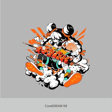 燒烤插畫