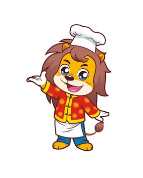 卡通可愛(ài)小獅子廚師邀請(qǐng)形象